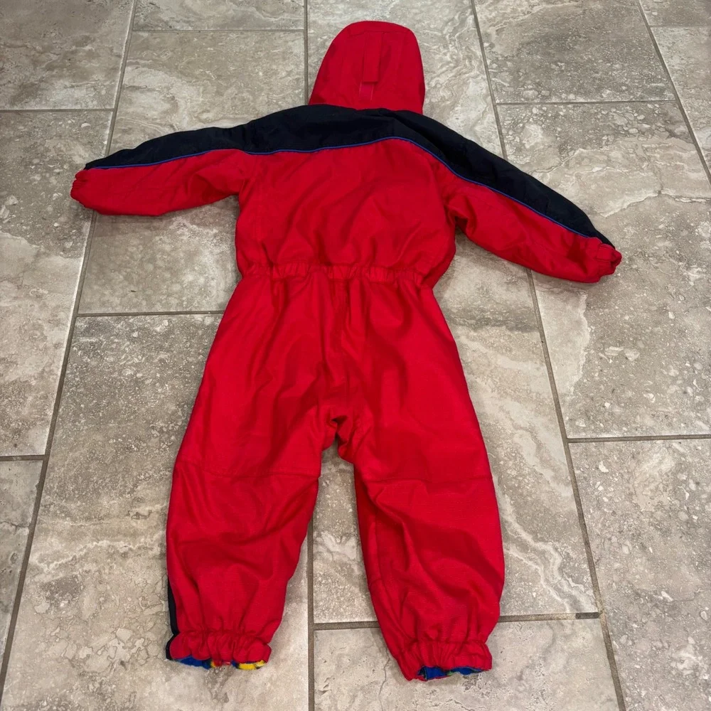 Columbia Tectonite Kids Snow Suit Red Black Fleece Lined One Piece‎ Bunting 3T